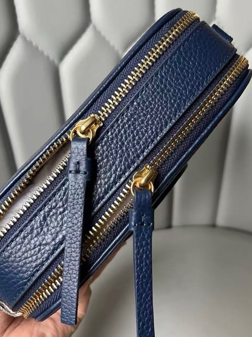 Tory Burch Deep Blue Crossbody Bag with Patterned Strap - Picture 4 of 7